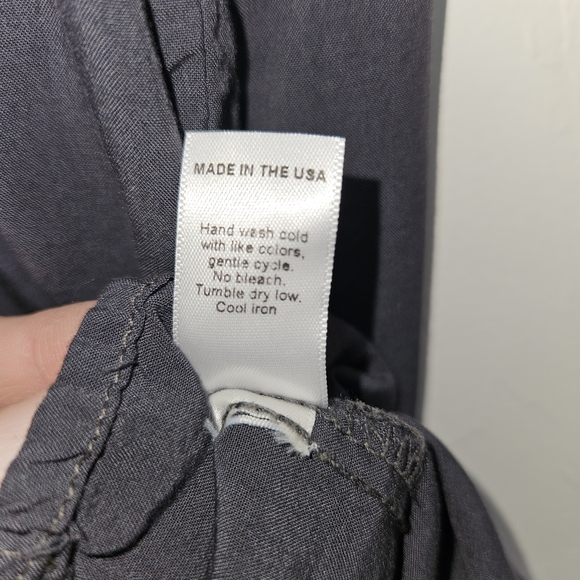 Michael Stars Long Sleeve Button Shirt Top Blouse Dark Gray Rayon Made in USA XS - Picture 14 of 16